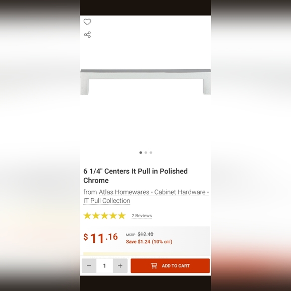 NIP. Polished Chrome 6 1/4" Centers Cabinet Pull. Brand New - Picture 2 of 3